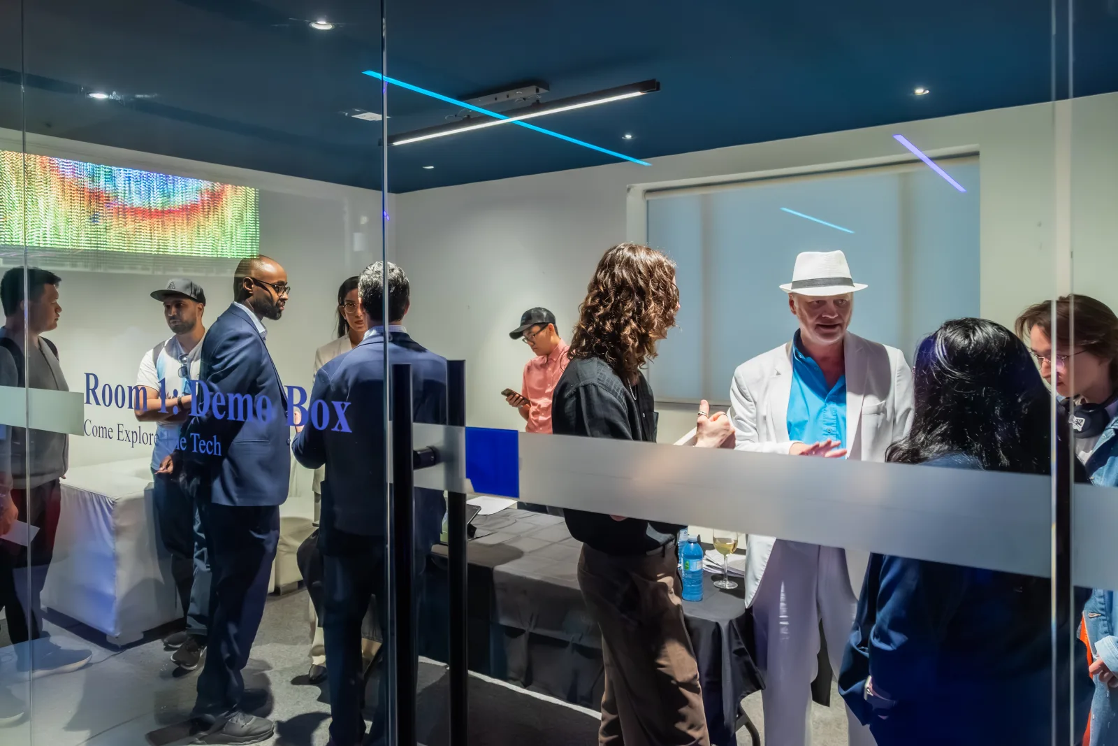 Guests inside the Room 1 Demo Box breakout activation