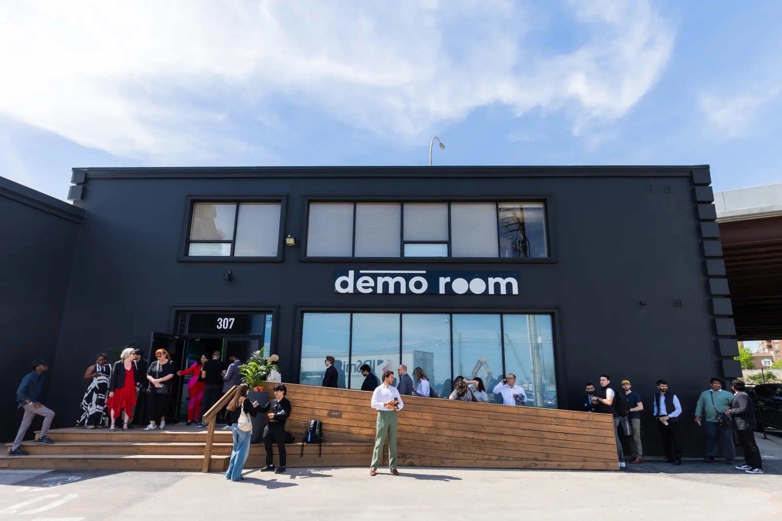 Guests arriving at Demo Room's front entrance during Heart Space